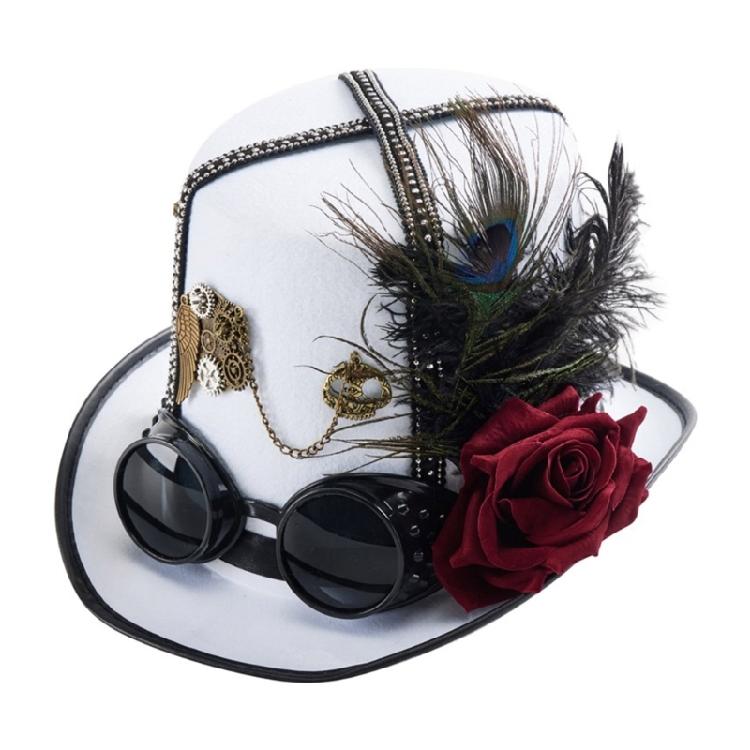 

Fashion Gear Goggles Hat Steampunks HippiesHat Adult Teens Role Play Costume Hat 1 білий