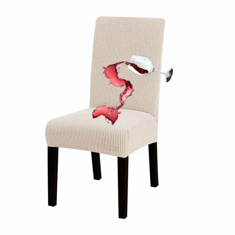 Waterproof Chair Cover for Dining Room Kitchen Elasticity Jacquard Spandex Stretch Luxury Chair Cover Seater Case Wedding Hotel