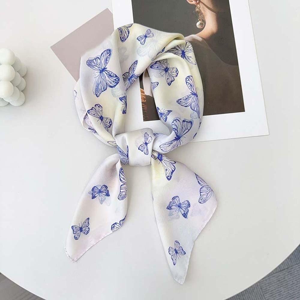 Breathable Small Square Scarf Lightweight Square Handkerchief Elegant Printed Silk Scarf  Women