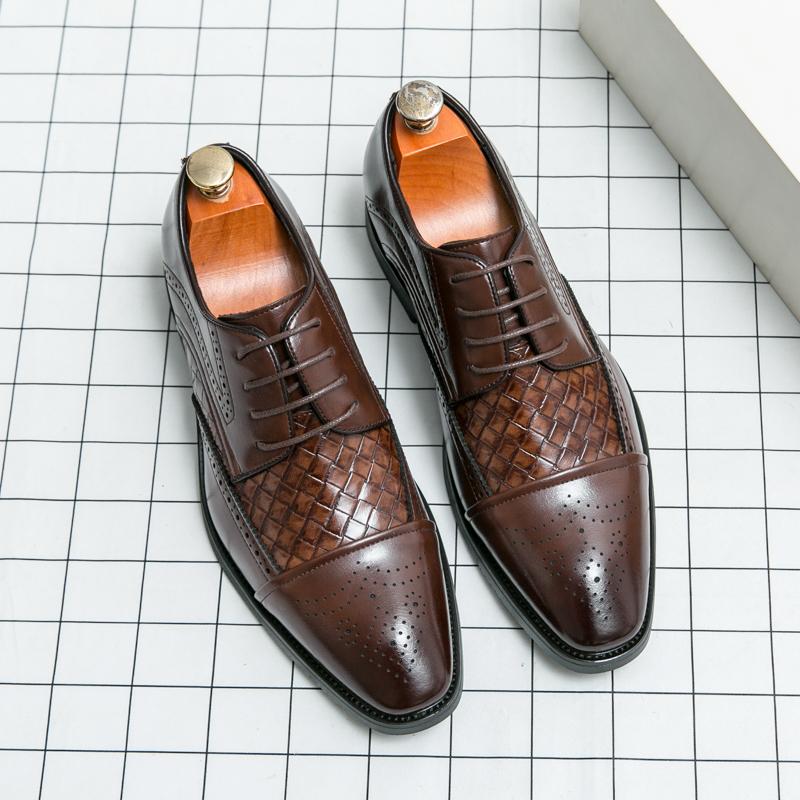 Gentleman Fashion Business Leather Shoes Mens Office Shoes Lace-up Shoes Office Shoes Luxury Leisure Italy Style Plus Size 38-48