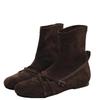 Slim Fit Flat Bottom Round Toe Women's Boots Elastic Short Boots Comfortable Style Denim Material Velvet