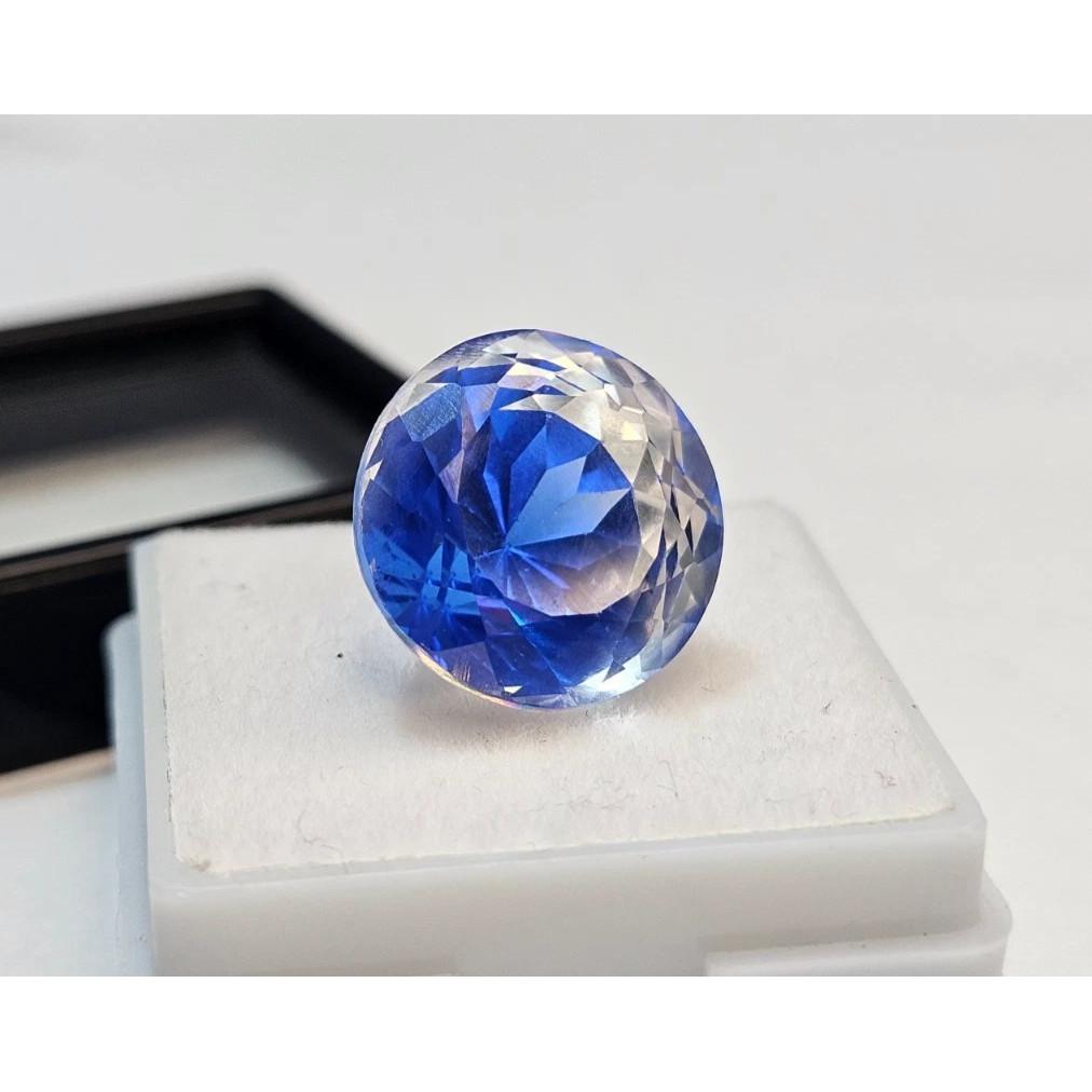 Krásný Pitambari Sapphire Přírodní Kulatý Brus 15-16 Ct Certifikovaný Drahokam