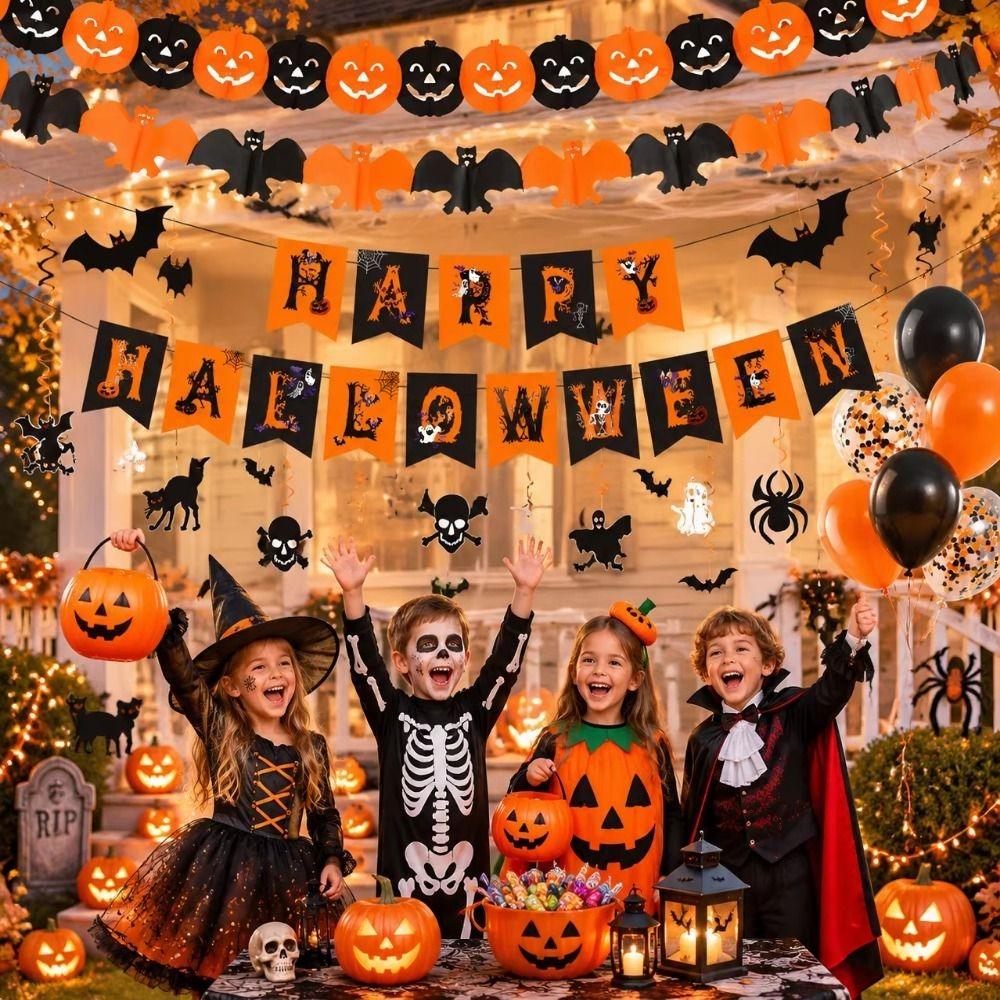 5Pcs/Set Halloween Flag Halloween Bunting Creative Halloween Hanging Decoration  Party Scene
