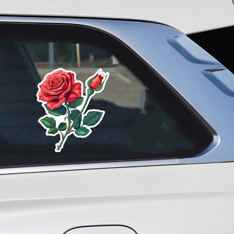 Samolepka na auto Červená růže Samolepka Vodotěsná vinylová nálepka na nárazník Zadní okno Notebook Samolepicí nálepka Pro autodoplňky Y04