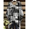 Women's Striped Checkered 3D Printed T-Shirt Summer Round Neck Casual Fashion Women's Loose Asymmetrical Hem Street Tops