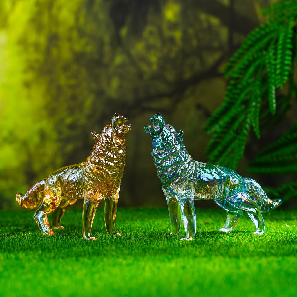 Crystal Lucky Wolf  Dog Miniatures Figurines Home Desktop in-vehicle Crystal Crafts Ornaments Wolf Tea Pet Home Decoration Gifts