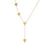 Vergoldete 3D-Herz-Y-förmige Lariat-Halskette, Zierliches Edelstahl-Anhänger-Choker, Wasserdichter Minimalistischer Schmuck für Frauen Geschenk