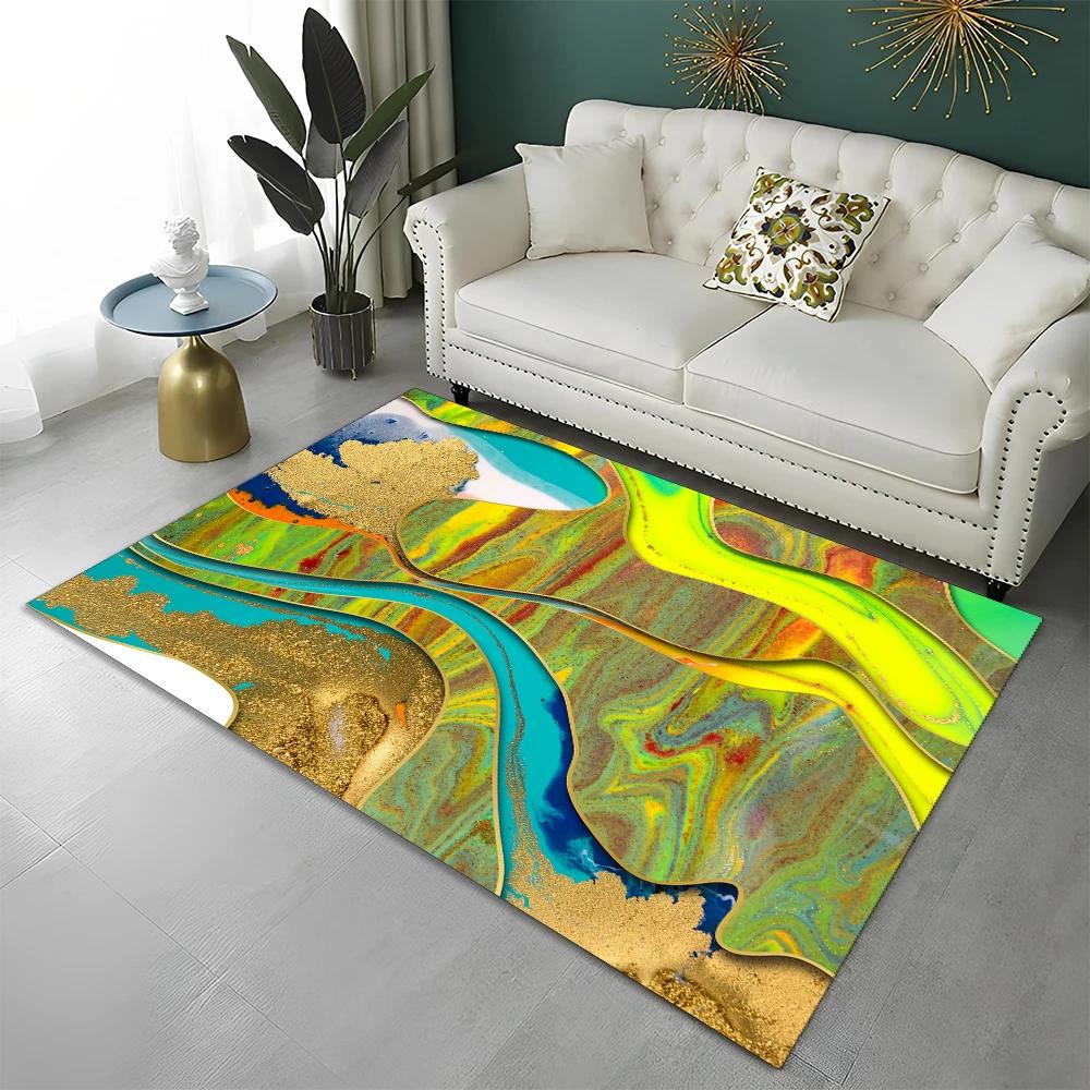 3D Colour Splendid Gold Nordic Marble Carpet Rug for Home Living Room Bedroom Sofa Doormat Decor,kid Area Rug Non-slip Floor Mat