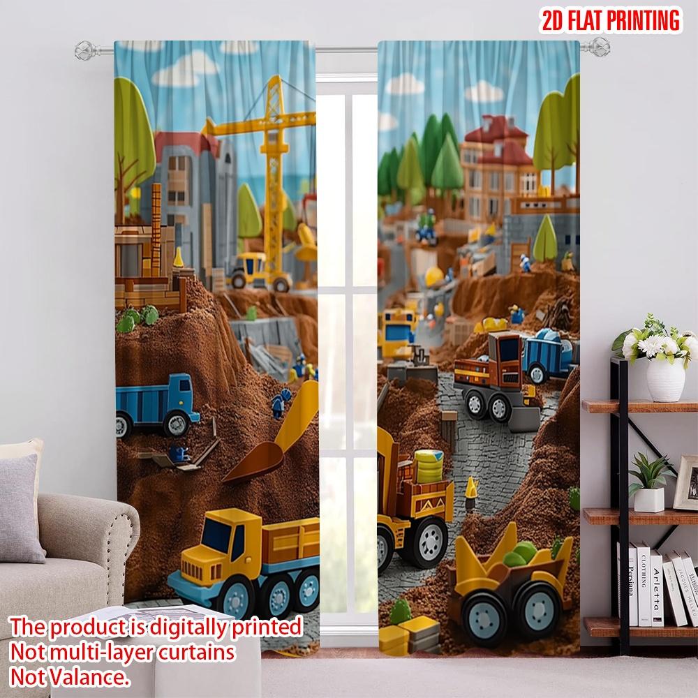 

2pcs Drapes Excavator Spring Summer Durable 100% Polyester Fabric,Without Electricity Family Party Use for Bedroom living room 52.50 × 116.00 cm 2 pcs