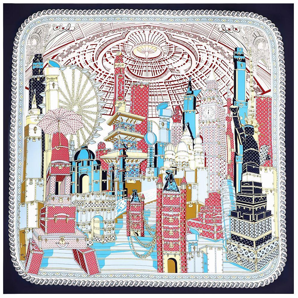 Square Scarf Women Large Shawls Castle Print Square Bandana Luxury NecKerchief Muslim Hijab Scarf Female Foulards 130CM