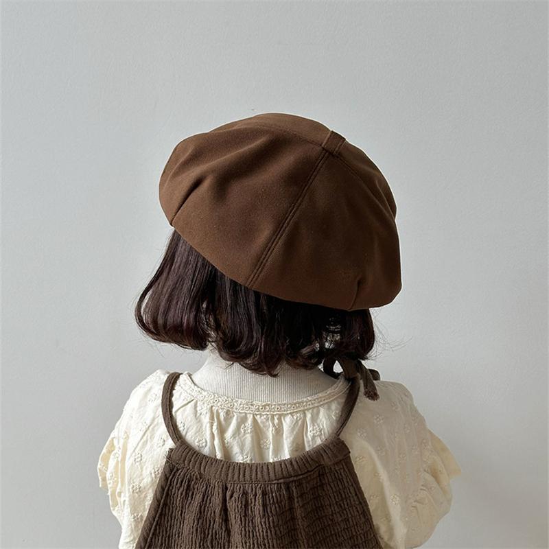 Solid Color Fashion Baby Beret Hat Spring Autumn Kids Octagonal Berets Street Toddler Girls Artist Painter Cap