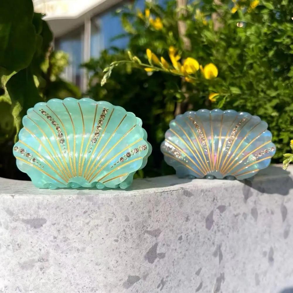 Non-slip Shell Shark Clip Jewelry Rhinestone Crab Clip Fashion Acetate Shell Hair Claw  Ladies