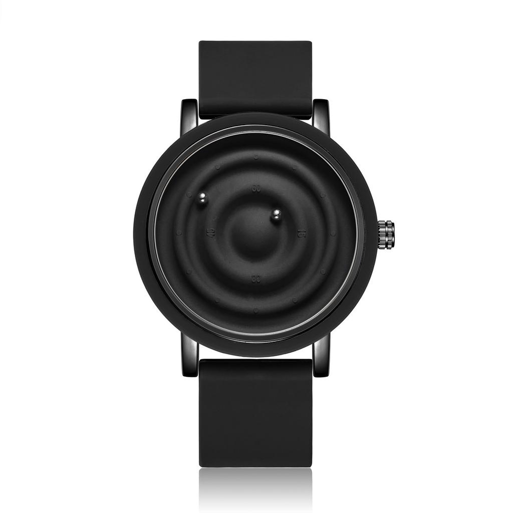 Nouvelle montre technologique noire tendance pour hommes et femmes, nouveau concept, tendance personnalisée et créative, montre à boule suspendue