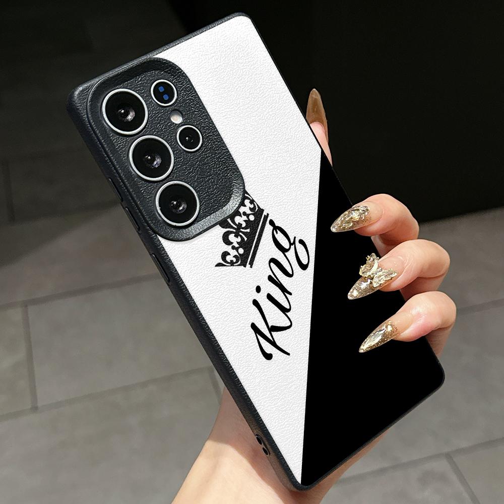 Samsung A07 A06 A16 A26 Xiaomi Redmi 13C 14C for iPhone 17 16 Pro Max Infinix Realme Phone Cases Soft brown Leather pattern TPU Case NY53 Couple King