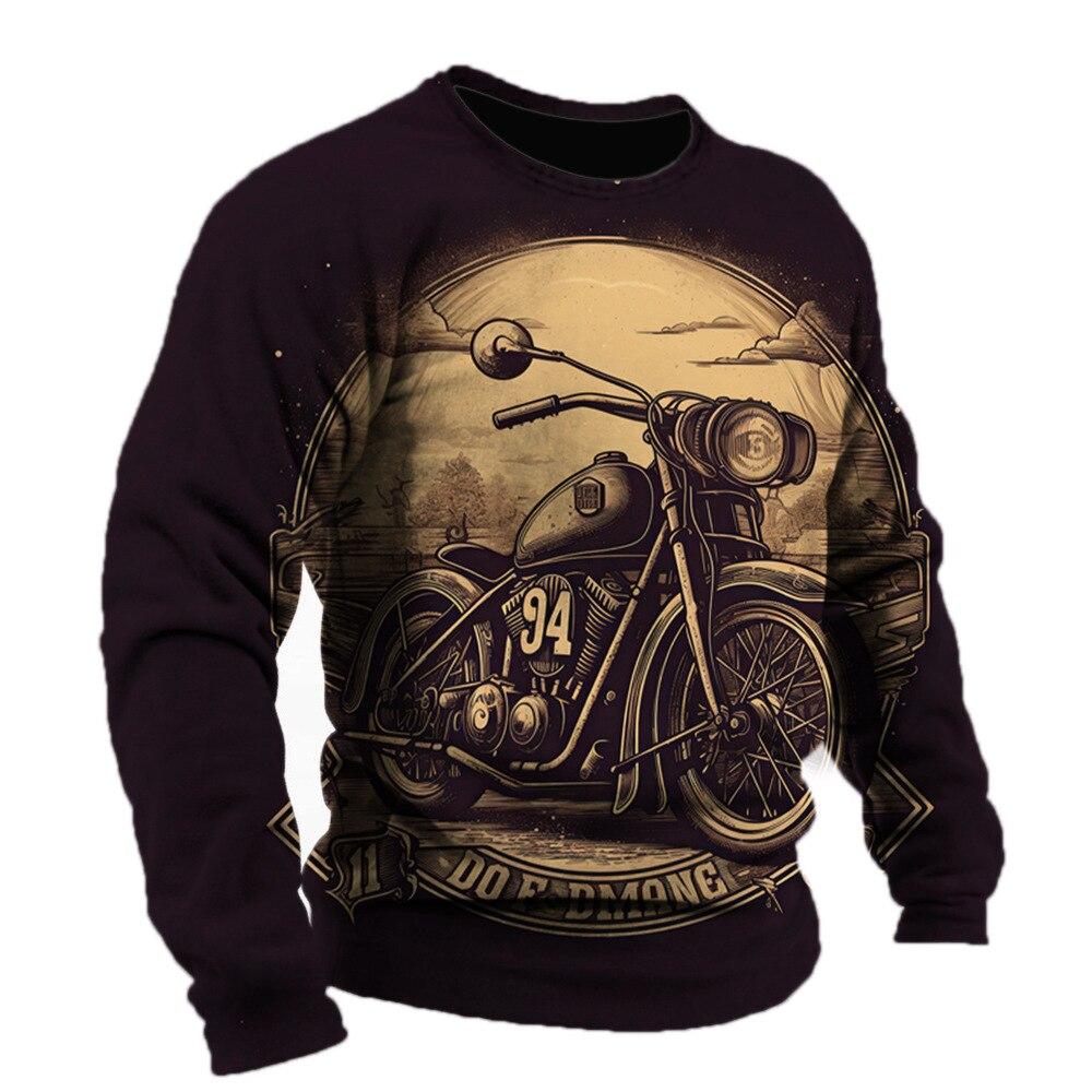 Vintage männer T-shirt Baumwolle Motorrad Muster Langarm T-shirts 3D Gedruckt Kleidung Grafik Straße Harajuku Übergroßen