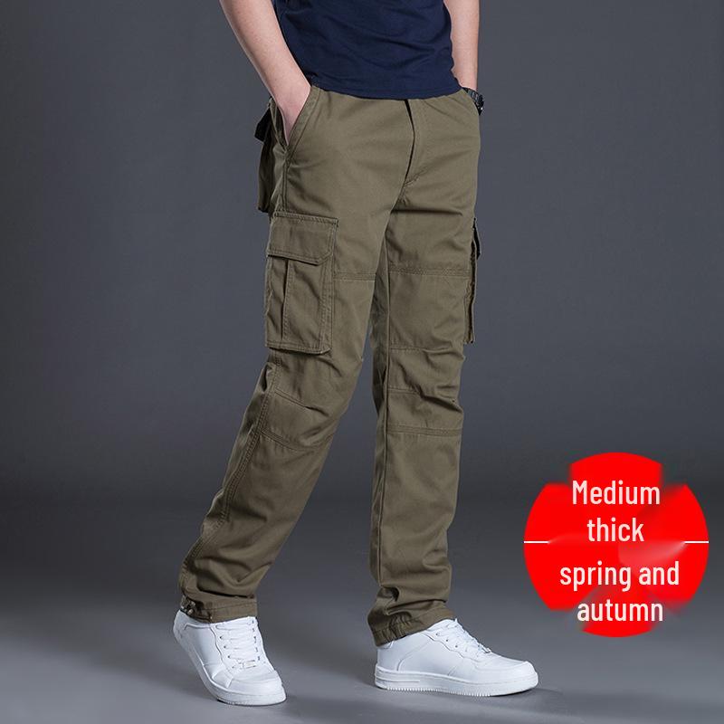 Men's Spring Multi-Pocket Loose Fit Cotton Work Pants - Plus Size, High Quality, Trendy Menswear