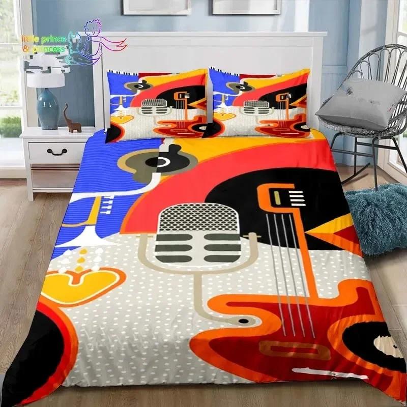 Music Note Piano Bedding Set Single Twin Full Queen King Size Bed Set Adult Kid Bedroom Instrument Bedding Gift