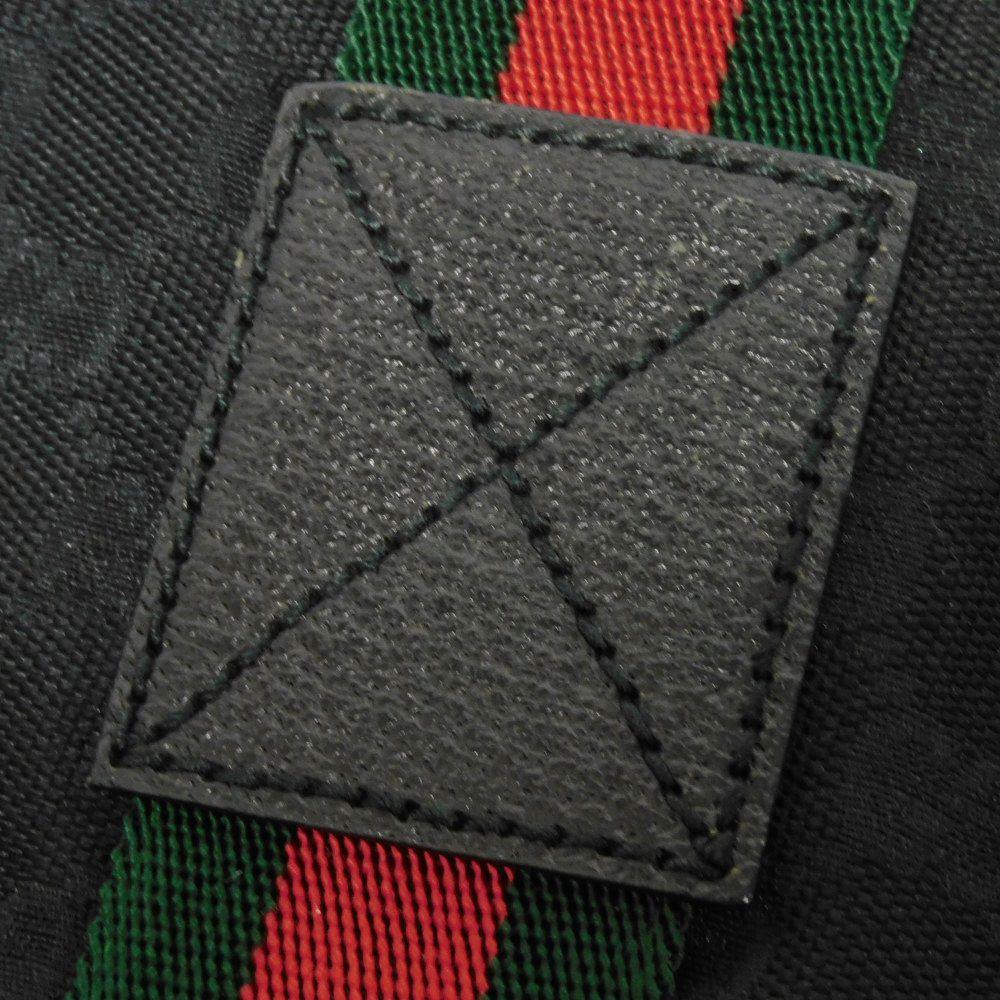 Used 9539 GG Canvas Tote 189669 7924 A4 Cotton Calfskin Web Stripe Green Red Logo Embossed Black Unisex from Japan