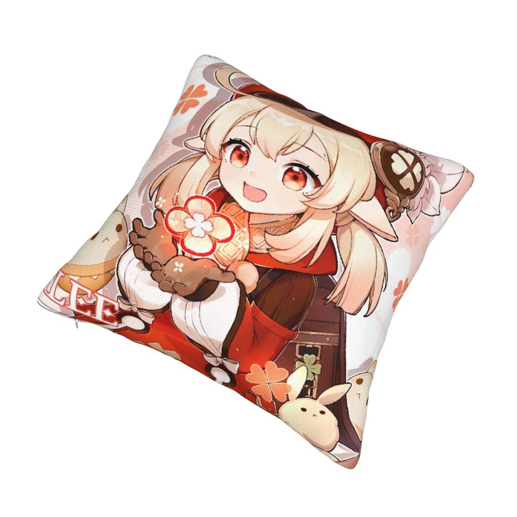 Genshin Impact Klee Geburtstag Kissenbezug Druck Polyester Kissenhülle Geschenk Wurfkissenhülle Zuhause Mit Reißverschluss 45X45cm