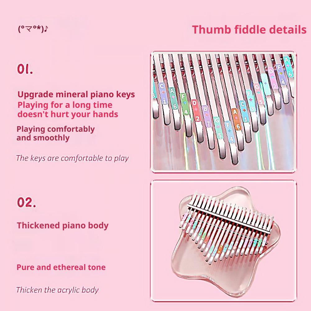 21/17 Keys Portable Finger PianoCrystal Clear Kalimba For Beginners Kids Adults, 17 Key Thumb Piano Musical Gift
