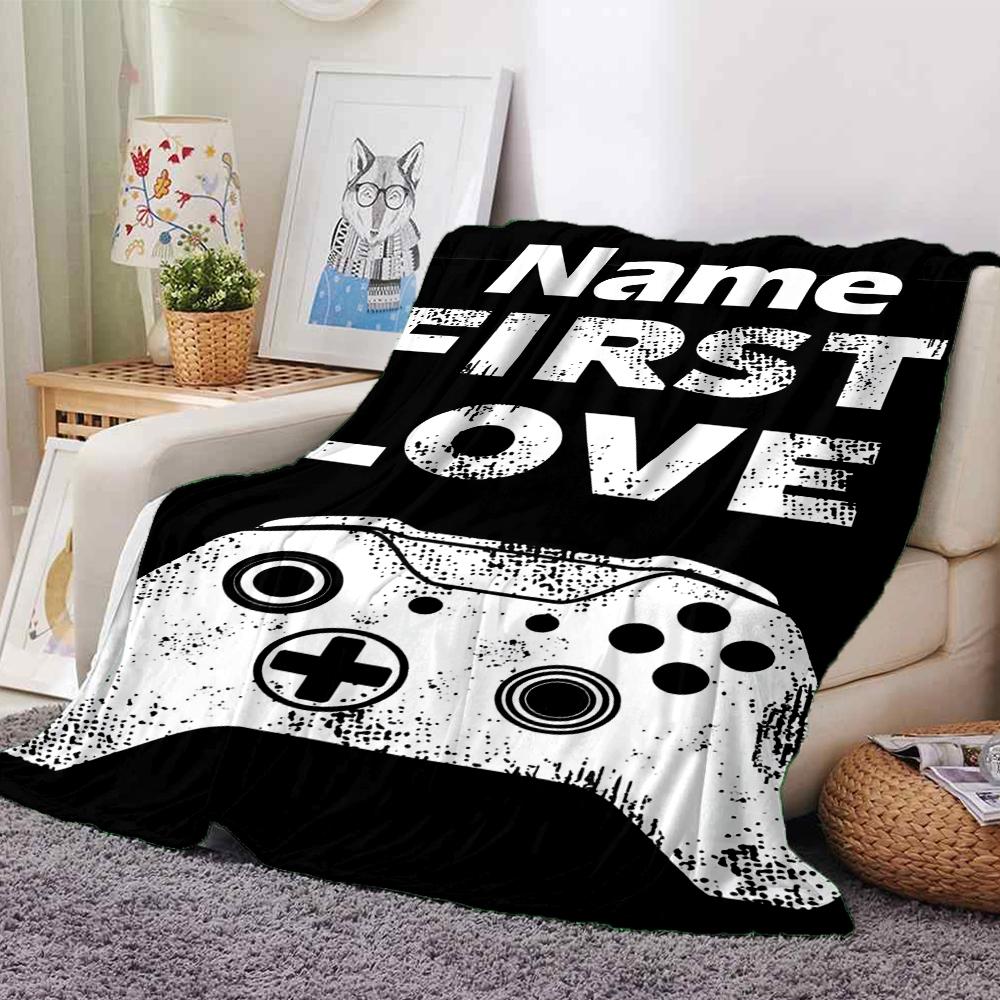 Custom Name Game Controller Theme Printed Blanket - Perfect for Couch, Bed, Travel & Outdoor Use | Machine Washable, Cozy & Durable.