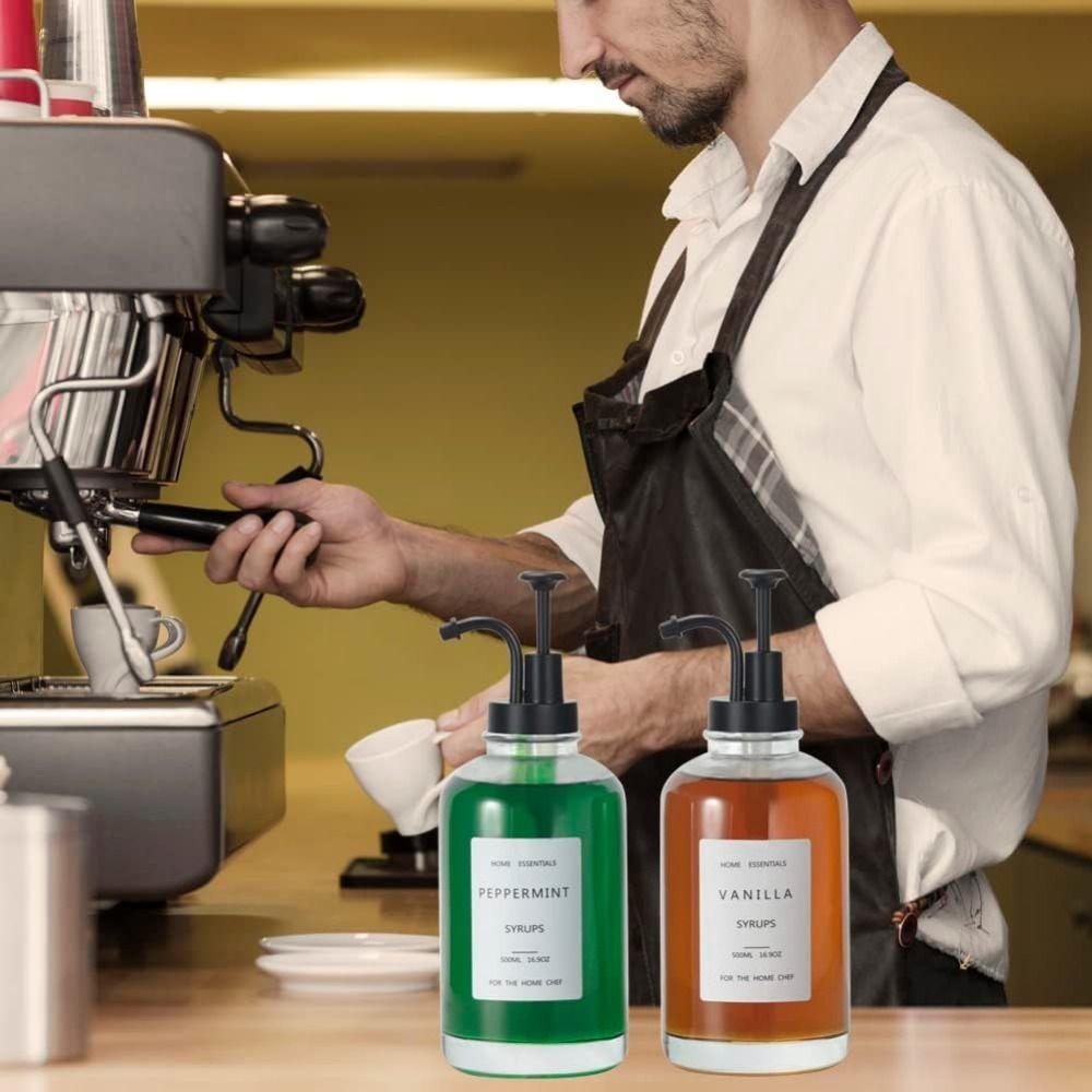 Verbesserte Pumpe Sirupflasche Klares Glas Kaffee Bar Zubehör Kaffee Shop