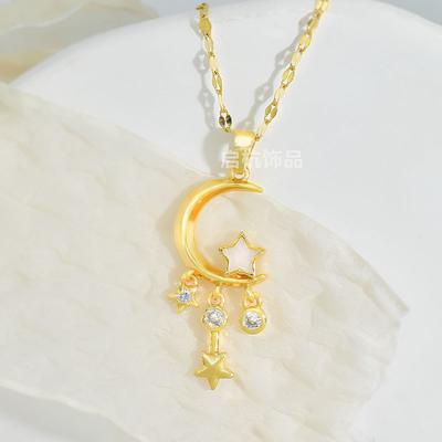 Tassel Sansheng Lucky Necklace Women'S Light Luxury Design Clavicle Chain