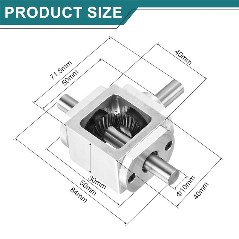 Right Angle Bevel 1:1 Forward Double Output Shaft 1 Module 20 Teeth Bevel Gear Frame Simple DIY Module