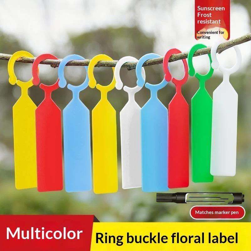 100Pcs Greenhouse Bonsai Collar Signs Ring Label Hook Tree Marker Nursery Stake Plastic Garden Hanging Plant Tags