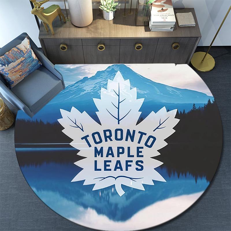 Toronto Maple Leafs,Round Area Rug,Carpet Rug for Living Room Bedroom Sofa Playroom Decor,Non-slip Floor Mat