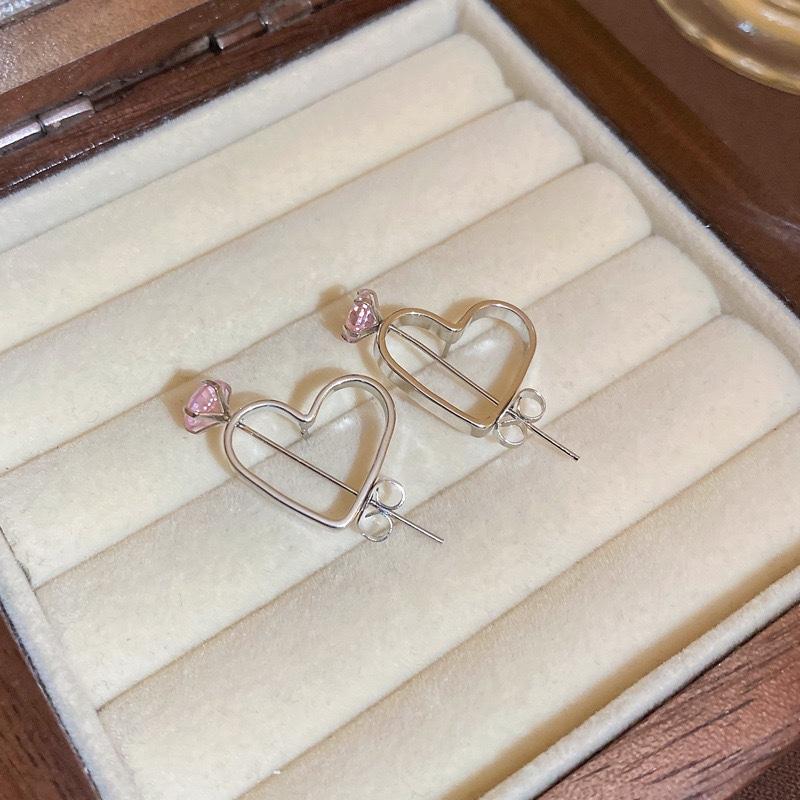 ANENJERY Mode Ausschnitt Herz Ohrringe für Frauen Schmuck Silber Ohrringe Verlobung Hochzeit Paar Geschenke