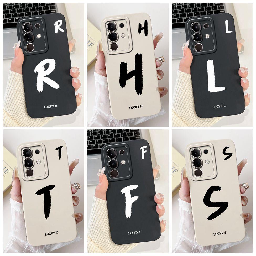 For Vivo Y29 4G V2434 Cover For Vivo Y29 4G Case Simple Fashion Letters A-Z Pattern Design Silicone Shockproof Bumper