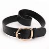 Faux Leather Waist Belt Oval Pin Buckle Waist Strap Classic Leather Waistband  For Women