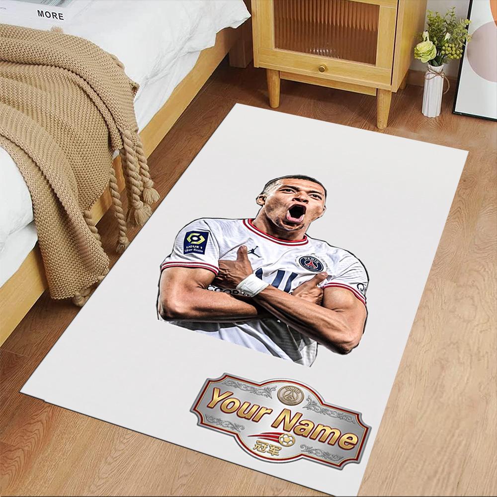Mbappé Customize Text Floor Mat Suitable for Entryway Kitchen Outdoor Game Room Anti-slip Rug Office Home Decor Perfect Gift for Women/Men