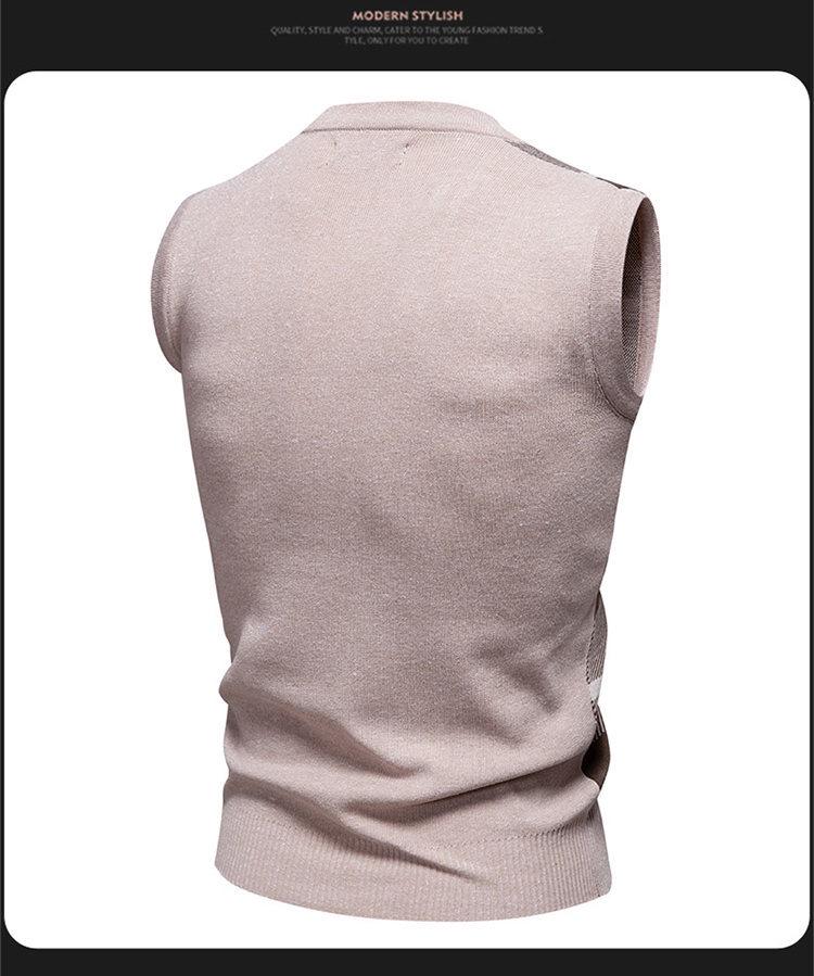 2025 Men's Autumn/Winter V-Neck Grid Knit Pullover Vest