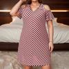 2025 Summer Women's Plus Size Off-the-Shoulder Striped Casual Dress