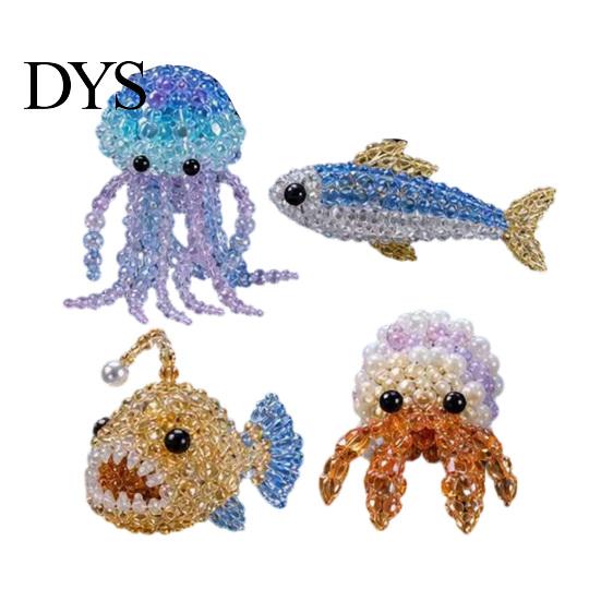 3D Beaded Animal Kit Tiny DIY Kit, Cute Mini Sea Life Beads Embroidery Relaxing Craft Activity Handmade Bead Art Making Set for Adults, Lovers Project
