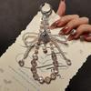 Light Luxury High‑End Four‑Leaf Clover Crystal Mobile Phone Chain, Beaded Bow Pendant Portable Phone Case Pendant Mobile Phone Lanyard