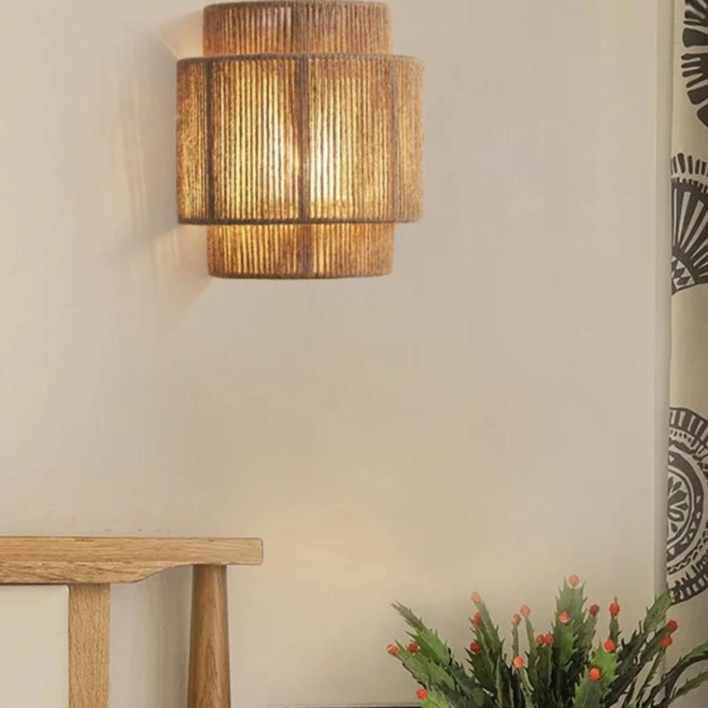 Home Vintage Design Hand-woven Hemp Rope E27 Led Wall Lamps for Bedroom Bedside Lights Dining Room Study Wall Lighting Fixtures