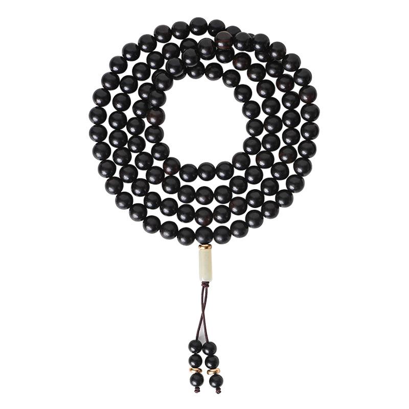 Ebony Wood Bracelet Purple Sandalwood108Buddhist bead bracelet, prayer beads, Hetian jade accessories, multi-loop design for men and women couples
