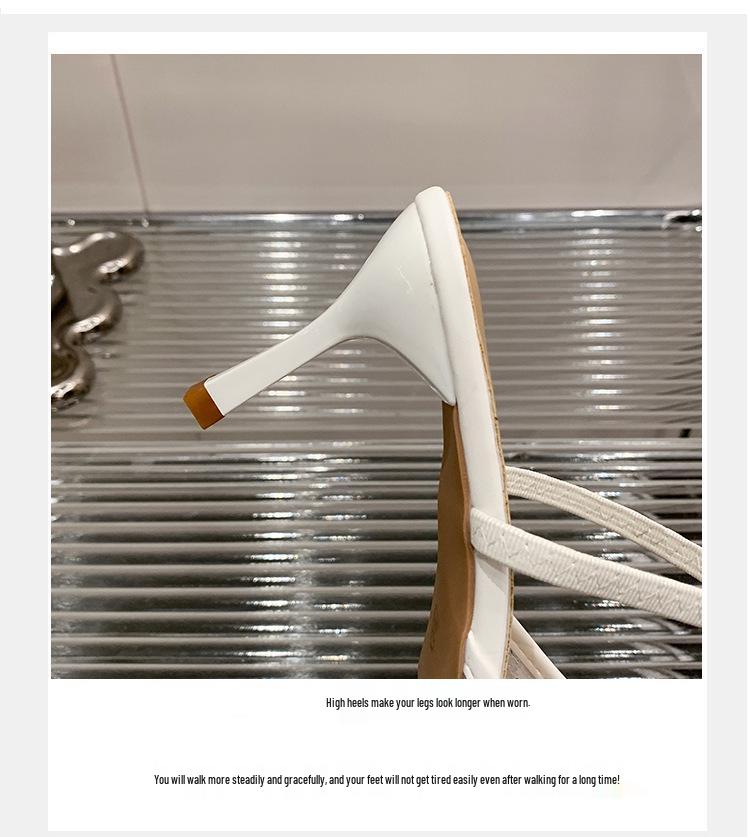 Französische Feen-Netz-Spitz zulaufende Schnür-Stiletto-Sandalen für Damen - Sommer 2026 Edition