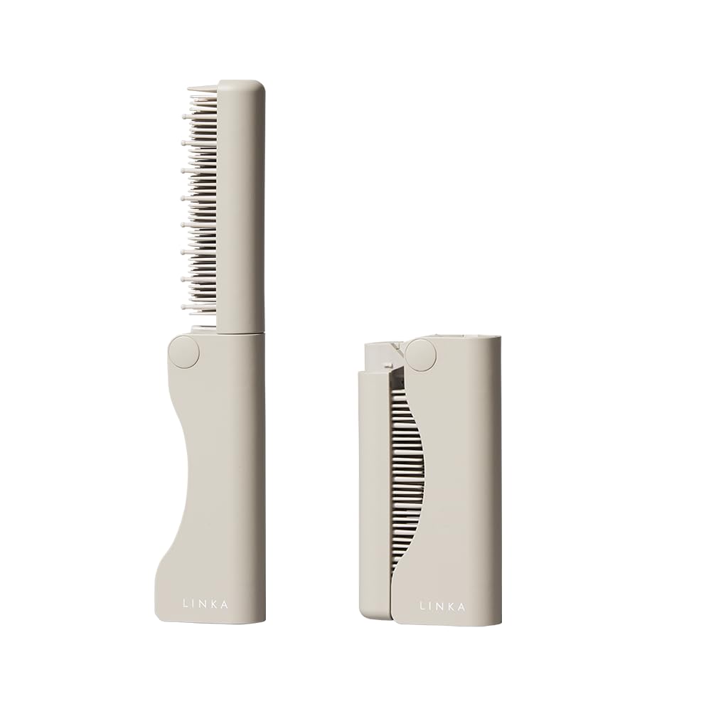 [Featured on Mezamashi TV: Foldable Heat Brush] LINKA Sleek On Heat Brush - Foldable, with dedicated pouch, maximum 200℃, approx. 130g, lightweight, c