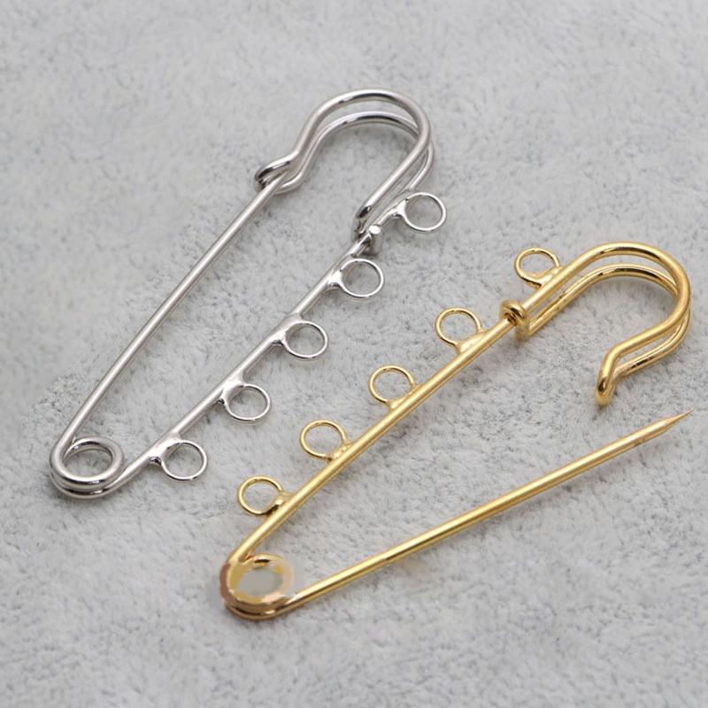 10x Metal Kilt Pin Brooch Clasp 5 Holes Safety Pins Brooch Findings for Arts Sewing Crafts 5x1.5cm Fashion Jewelry Gold