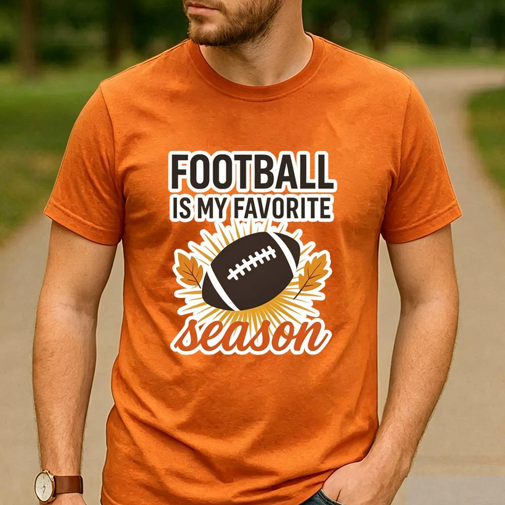 Football Lover Graphic T Shirt Football Is My Favorite Season Maple Leaf Sunburst Print Unisex Cotton Fall Sports Casual Tee