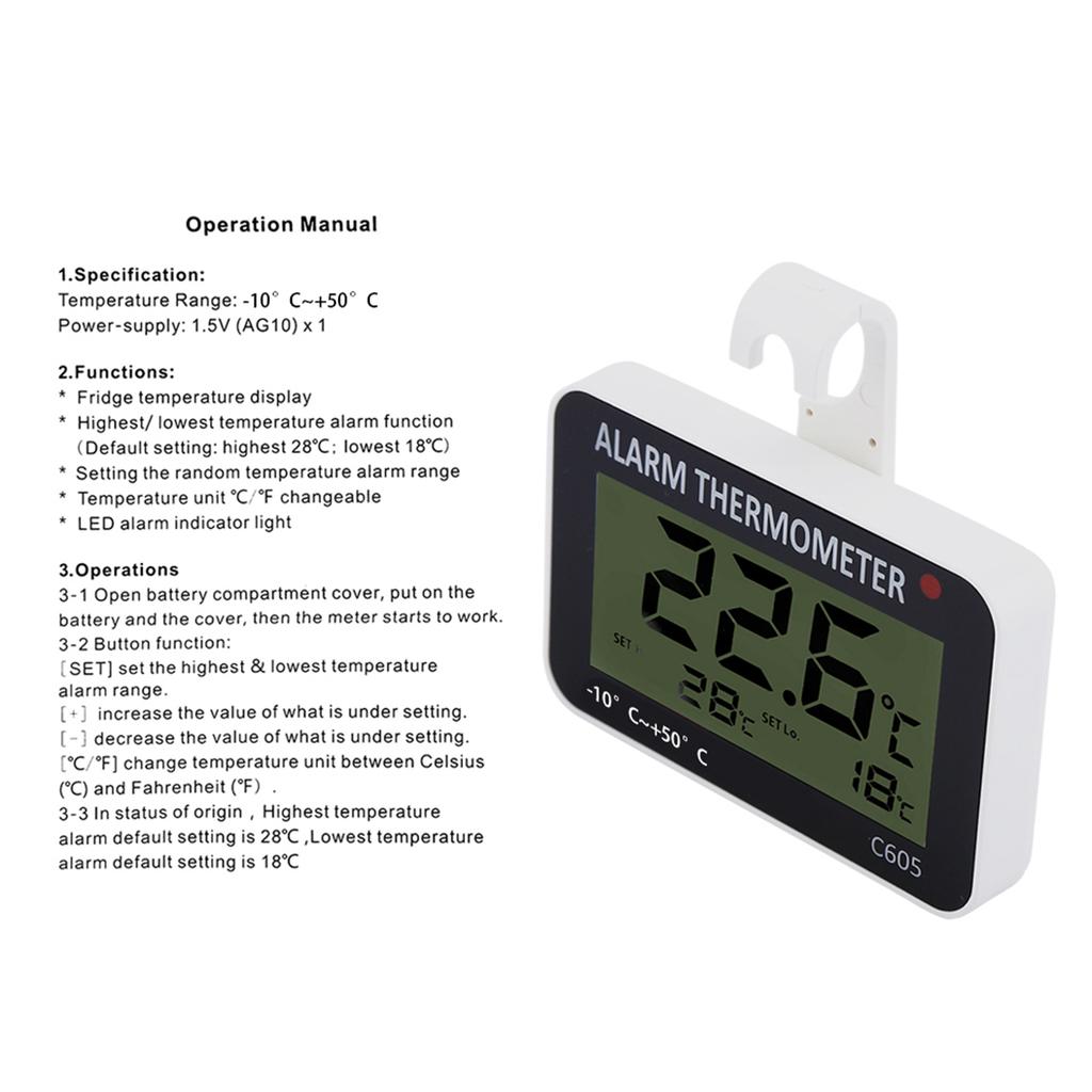 Großes LCD Kühlgefrierschrank Digitales Thermometer Temperaturmesser mit Halterung