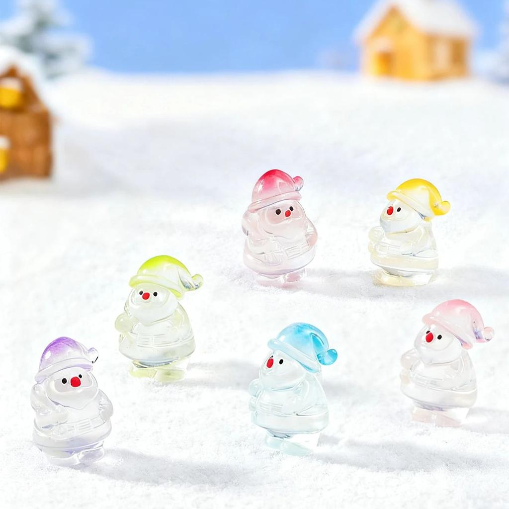 10/20Pcs Glow In Dark Santa Claus Figurines Luminous Mini Resin Christmas Decor For Xmas Tree Fairy Garden Holiday Gift