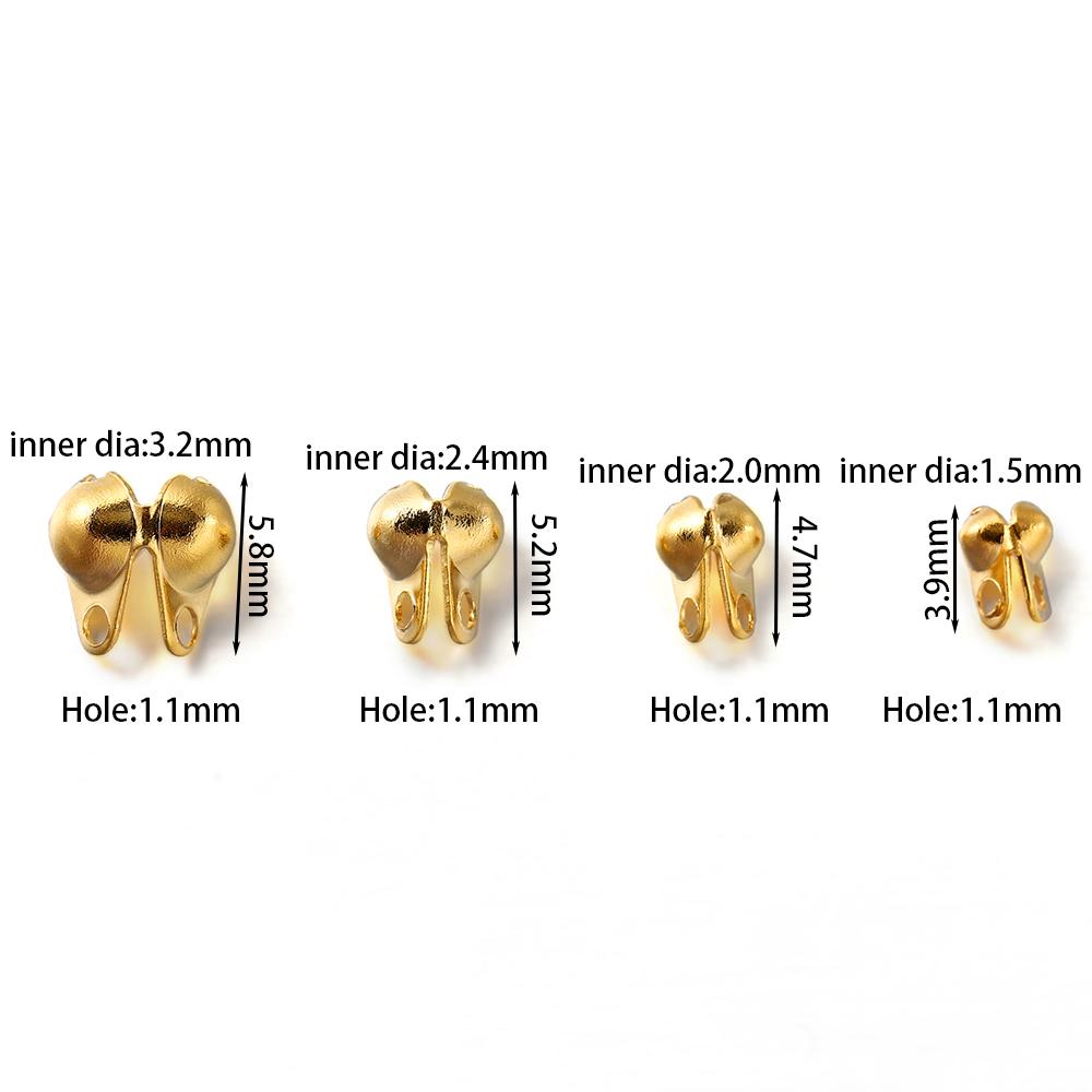 50pcs/lot Stainless Steel  Ball Chain Clasps End Crimping Cover Beads Connector For DIY Jewelry Making Supplie Accessories