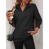 Felpa da donna con mezza zip e maniche lunghe, vestibilità ampia, casual, tinta unita, top pullover