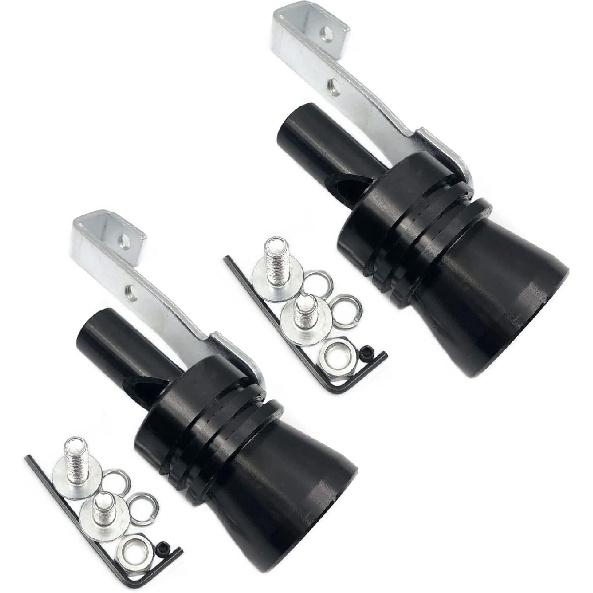 DEVMO 2Pcs XL Size Aluminum Alloy Universal Turbo Sound Exhaust Muffler Pipe Whistle Car Roar Maker (XL-Black)