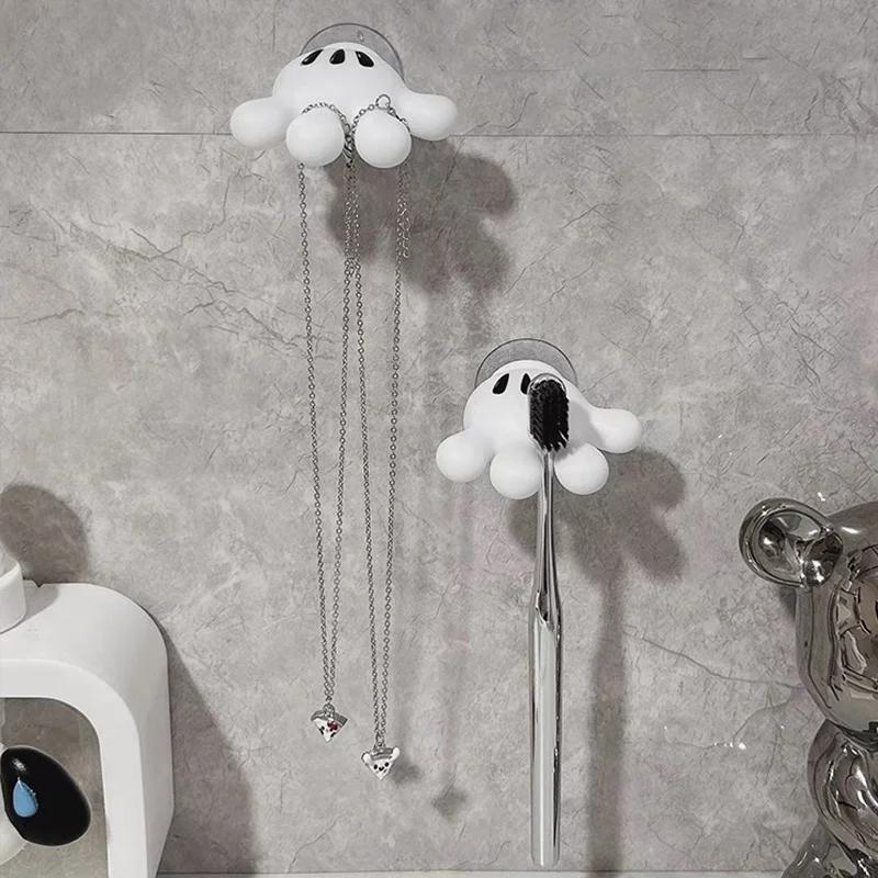 Toothbrush Holder Mickey Palm Cute Bathroom Towel Suction Cup Multi-function Hook Traceless Hook Data Cable Winder